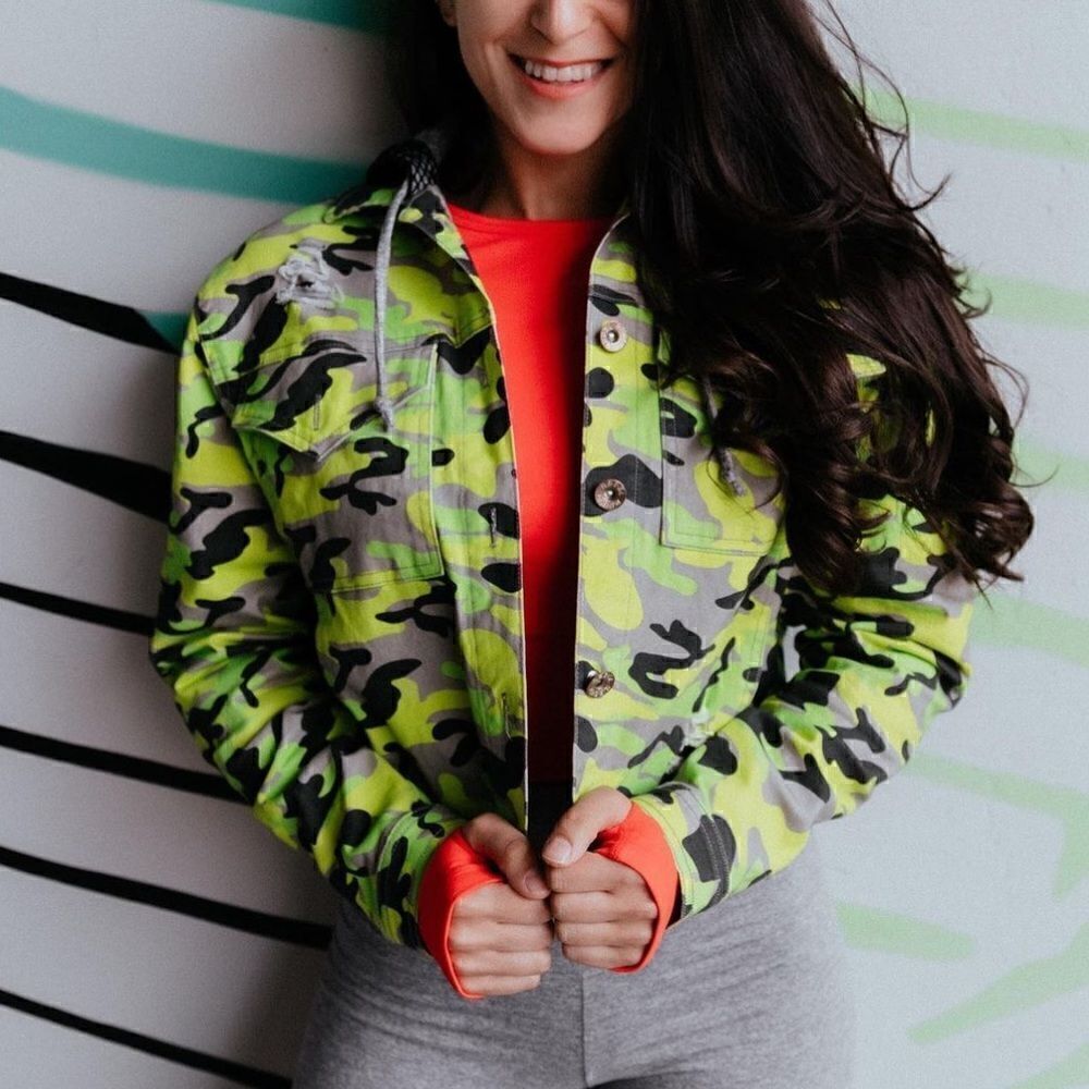 Celestial Bodiez NWT Cargo Cult Jacket in Hidden in Neon Camo Print Size Large